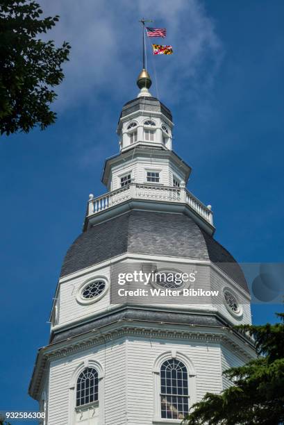 usa, maryland, annapolis, state house exterior - annapolis stock pictures, royalty-free photos & images