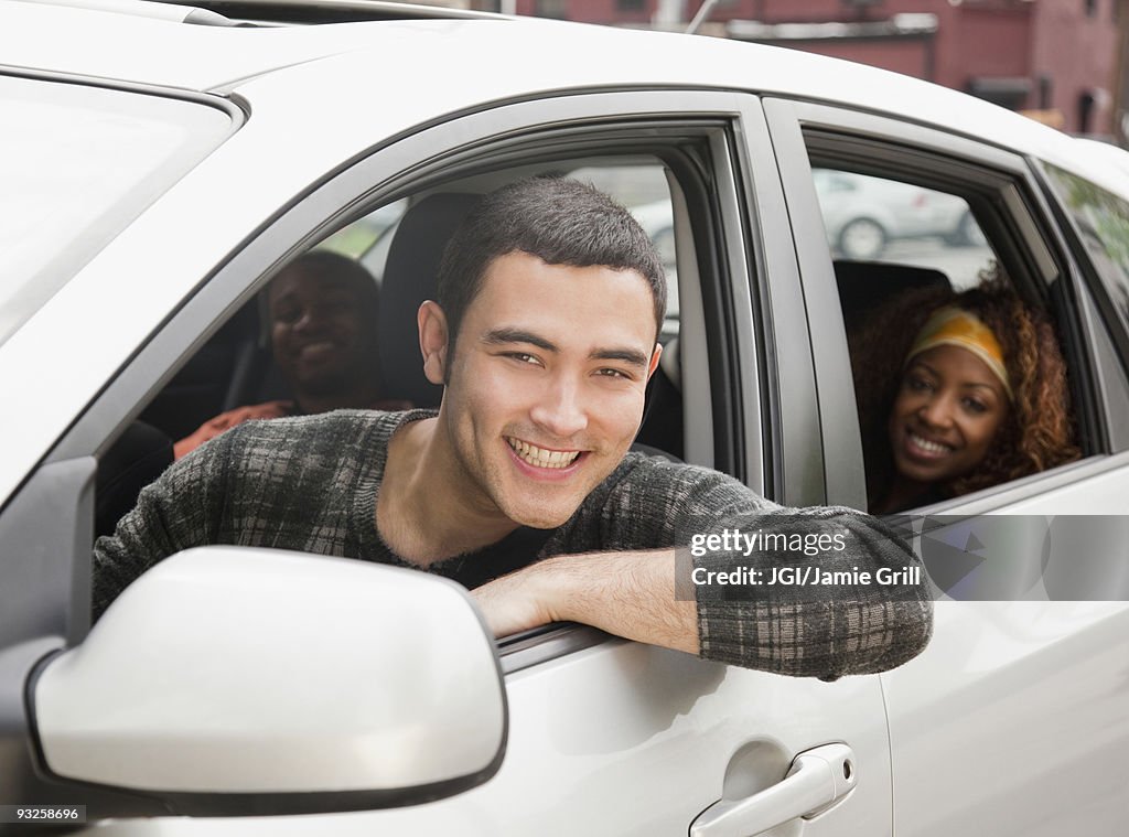 Friends riding in car