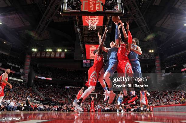 Sam Dekker of the LA Clippers goes to the basket against the Houston Rockets on March 15, 2018 at the Toyota Center in Houston, Texas. NOTE TO USER:...