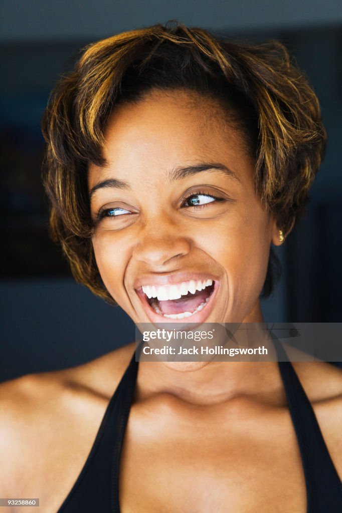 African woman laughing