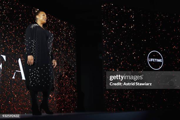 Actor Queen Latifah speaks at the 2018 A+E Upfront on March 15, 2018 in New York City.