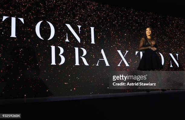 Recording artist Toni Braxton speaks at the 2018 A+E Upfront on March 15, 2018 in New York City.