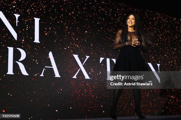 Recording artist Toni Braxton speaks at the 2018 A+E Upfront on March 15, 2018 in New York City.