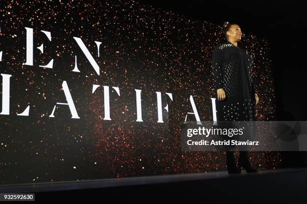 Actor Queen Latifah speaks at the 2018 A+E Upfront on March 15, 2018 in New York City.