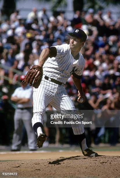 S: Pitcher Tommy John of the New York Yankees pitches during a circa 1980's spring training Major League Baseball game in Fort Lauderdale, Florida....