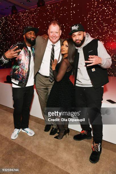 Desus Nice, Peter Olsen, Toni Braxton, and The Kid Mero attend the 2018 A+E Upfront on March 15, 2018 in New York City.