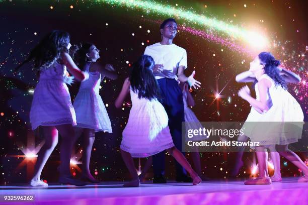 Recording artist Irma Pany performs at the 2018 A+E Upfront on March 15, 2018 in New York City.