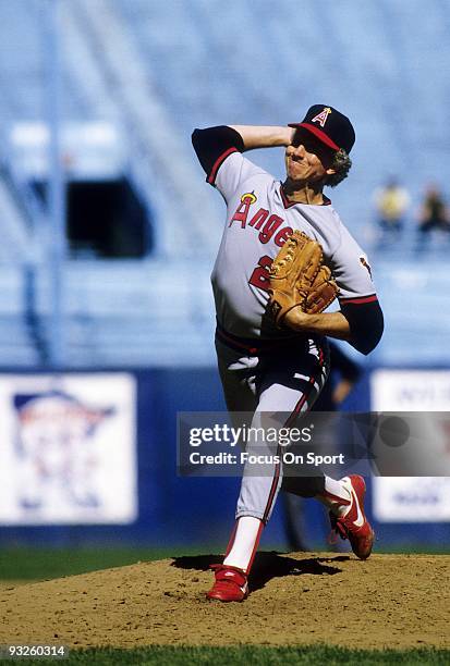 S: Pitcher Don Sutton of the California Angels pitches against the New York Yankees during circa 1980's Major League Baseball game at Yankee Stadium...