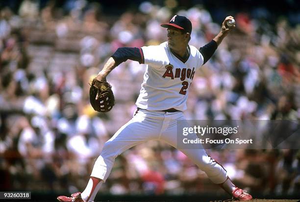 S: Pitcher Tommy John of the Anaheim Angels pitches during a circa 1980's Major League Baseball game at Anaheim Stadium in Anaheim, California. John...