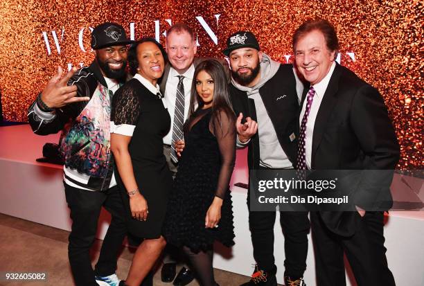 Desus Nice , Peter Olsen , Toni Braxton , and The Kid Mero attends the 2018 A+E Upfront on March 15, 2018 in New York City.