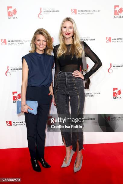 German singer Ella Endlich and German singer Carolin Niemczyk during the German musical authors award on March 15, 2018 in Berlin, Germany.
