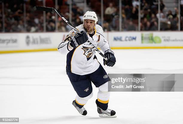 Steve Sullivan of the Nashville Predators skates against the Anaheim Ducks at the Honda Center on November 5, 2009 in Anaheim, California. The Ducks...