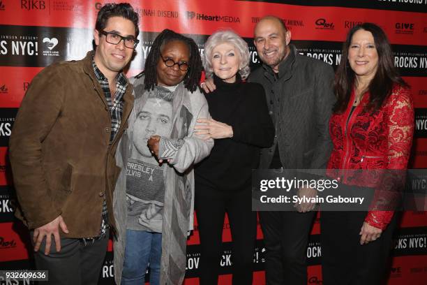 Greg Williamson, Whoopi Goldberg, Judy Collins, John Varvatos and Karen Pearl attend Love Rocks NYC Concert benefiting God's Love We Deliver - Red...