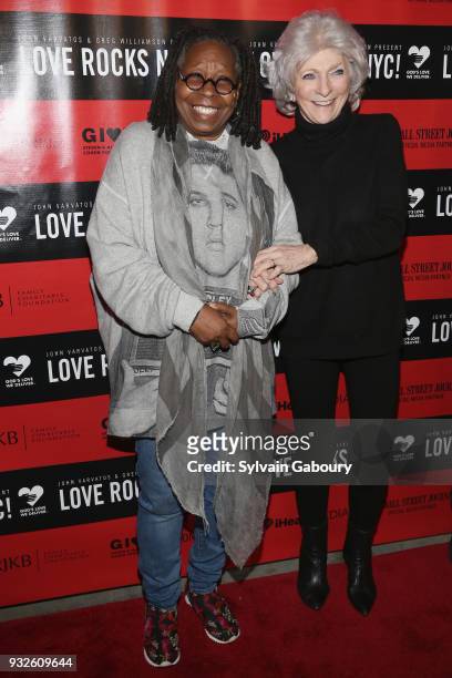 Whoopi Goldberg and Judy Collins attend Love Rocks NYC Concert benefiting God's Love We Deliver - Red Carpet at Beacon Theatre on March 15, 2018 in...