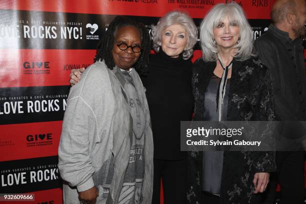 Whoopi Goldberg, Judy Collins and Emmylou Harris attend Love Rocks NYC Concert benefiting God's Love We Deliver - Red Carpet at Beacon Theatre on...
