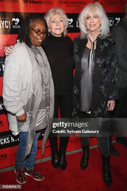 Whoopi Goldberg, Judy Collins and Emmylou Harris attend Love Rocks NYC Concert benefiting God's Love We Deliver - Red Carpet at Beacon Theatre on...