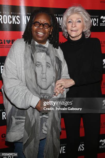 Whoopi Goldberg and Judy Collins attend Love Rocks NYC Concert benefiting God's Love We Deliver - Red Carpet at Beacon Theatre on March 15, 2018 in...