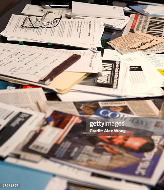 Items were on the desk in Tim Russert's office are on display in the Inside Tim Russert's Office: If It's Sunday, It's "Meet the Press" exhibition at...