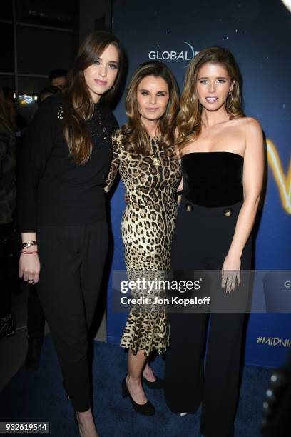 Christina Schwarzenegger, Maria Shriver, and Katherine Schwarzenegger attend Global Road Entertainment's world premiere of "Midnight Sun" at ArcLight...