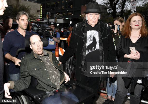 Ben Young and Neil Young attend the premiere of Paradox at the Paramount Theatre during SXSW 2018 on March 15, 2018 in Austin, Texas.