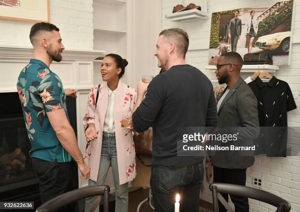 Warren Alfie Baker, Grasie Mercedes, Damien Fahey and Lamorne Morris attend the Ted Baker London SS'18 Launch Dinner on March 15, 2018 in Los...