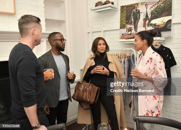 Damien Fahey , Lamorne Morris, guest and Grasie Mercedes attend the Ted Baker London SS'18 Launch Dinner on March 15, 2018 in Los Angeles, California.