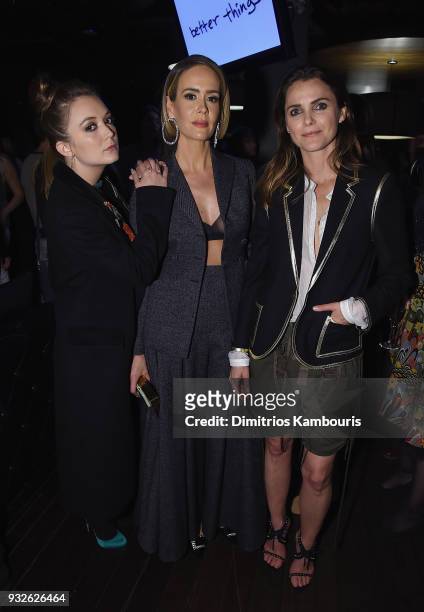 Billie Lourd, Sarah Paulson and Keri Russell attend the 2018 FX Annual All-Star Party at Lucky Strike Manhattan on March 15, 2018 in New York City.
