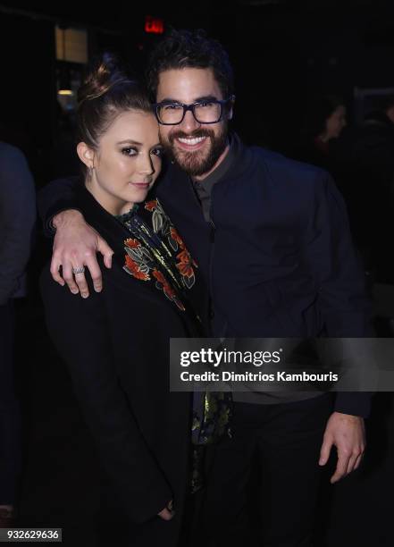 Billie Lourd and Darren Criss attend the 2018 FX Annual All-Star Party at Lucky Strike Manhattan on March 15, 2018 in New York City.