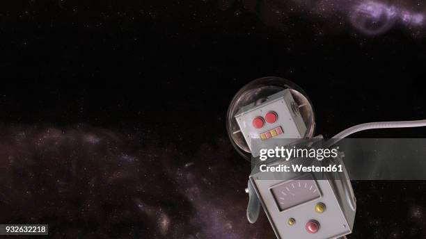 robot in the universe, 3d rendering - hovering stock illustrations