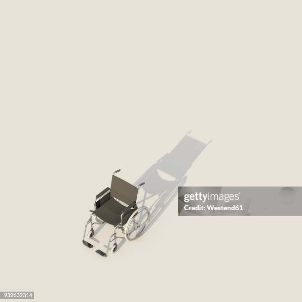 ilustrações de stock, clip art, desenhos animados e ícones de wheelchair with cast shadow, 3d rendering - cadeira de rodas