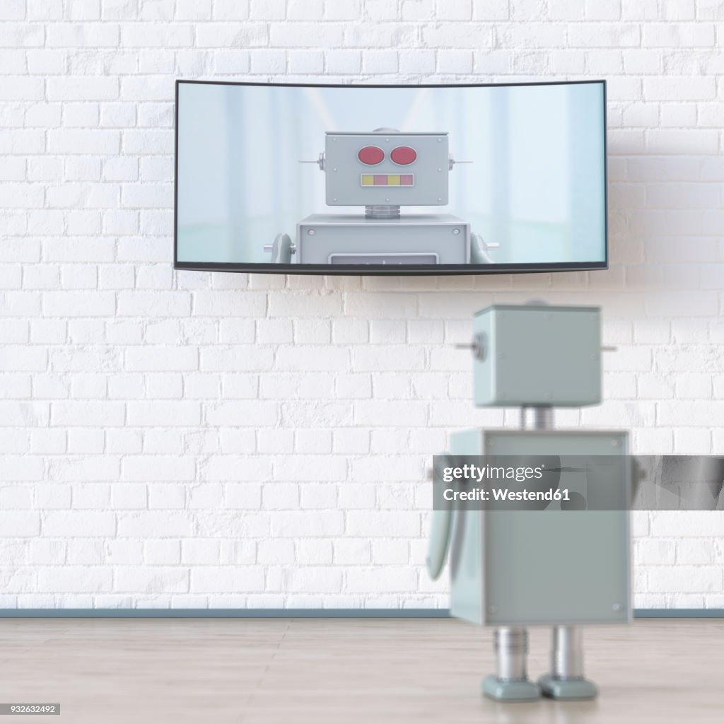 Robot Looking At Screen With Robot 3d Rendering High-Res Vector Graphic ...