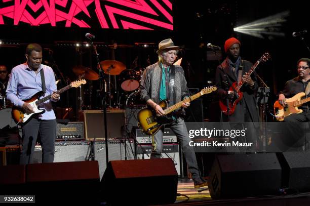 Robert Cray, Keith Richards and Gary Clark Jr. Perform onstage at the Second Annual LOVE ROCKS NYC! A Benefit Concert for God's Love We Deliver at...