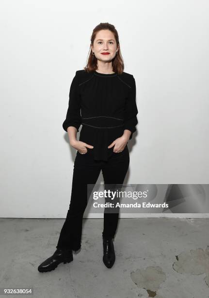 Actress Bonnie Wright attends the Fabric Short Film Night screening of "Indigo Valley" and "The Last Birthday" at Fabric Studios LA on March 15, 2018...