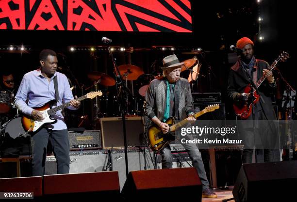 Robert Cray, Keith Richards and Gary Clark Jr. Perform onstage at the Second Annual LOVE ROCKS NYC! A Benefit Concert for God's Love We Deliver at...