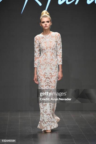 Model walks the runway wearing Lulu Harazin at Los Angeles Fashion Week Powered by Art Hearts Fashion LAFW FW/18 10th Season Anniversary at The...