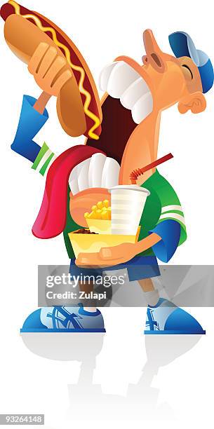 sports junk - fans eating stock illustrations