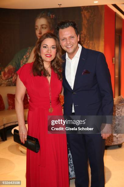 Julia Dahmen and her husband Carlo Fiorito during the Four Seasons Fashion Charity Dinner at Hotel Vier Jahreszeiten on March 15, 2018 in Munich,...