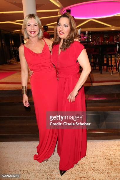 Saskia Valencia and Julia Dahmen during the Four Seasons Fashion Charity Dinner at Hotel Vier Jahreszeiten on March 15, 2018 in Munich, Germany.