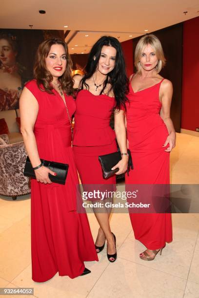 Julia Dahmen, Mariella Ahrens, Saskia Valencia during the Four Seasons Fashion Charity Dinner at Hotel Vier Jahreszeiten on March 15, 2018 in Munich,...