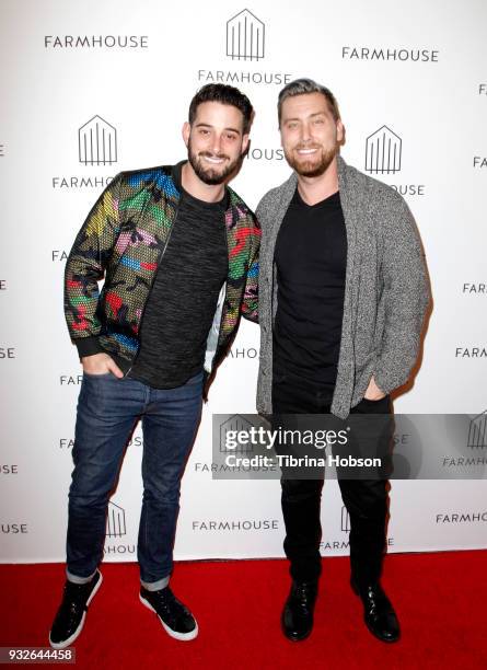 Michael Turchin and Lance Bass attend the grand opening of FARMHOUSE Los Angeles on March 15, 2018 in Los Angeles, California.