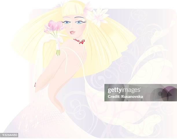 blond bride - bride makeup stock illustrations