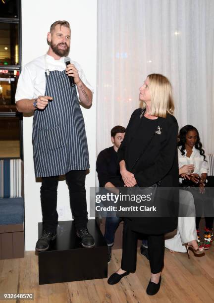 Nathan Peitso and Andrea Crawford attend the grand opening of FARMHOUSE Los Angeles on March 15, 2018 in Los Angeles, California.