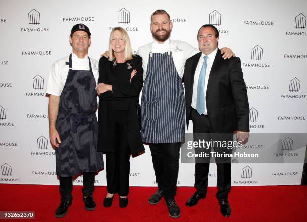 Craig Hopson, Andrea Crawford, Nathan Peitso and Laurent Halasz attend the grand opening of FARMHOUSE Los Angeles on March 15, 2018 in Los Angeles,...