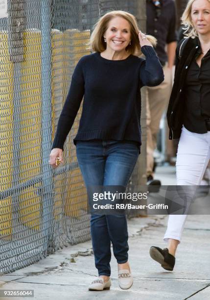 Katie Couric is seen at 'Jimmy Kimmel Live' on March 15, 2018 in Los Angeles, California.