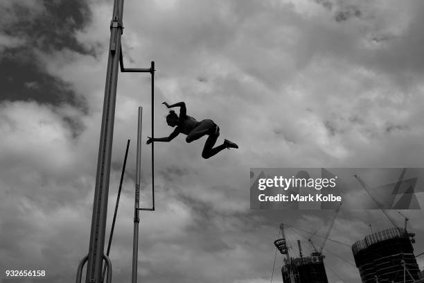 Lauren Hyde-Cooling of Western Australia competes in the Women's under 20 Pole Vault during day three of the Australian Junior Athletics...