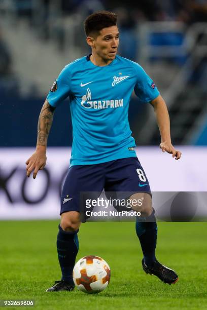 Matias Kranevitter of FC Zenit Saint Petersburg during the UEFA Europa League Round of 16 second leg match between FC Zenit St. Petersburg and RB...