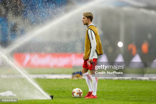 Kevin Kampl of RB Leipzig during warm-up before the UEFA Europa League Round of 16 second leg match between FC Zenit St. Petersburg and RB Leipzig at...