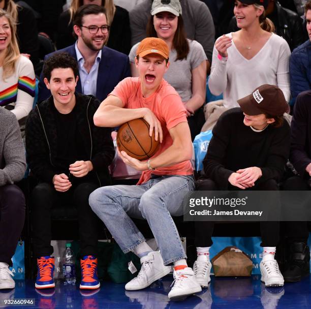 Ansel Elgort attends New York Knicks Vs Philadelphia 76ers game at Madison Square Garden on March 15, 2018 in New York City.