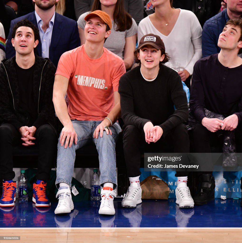 Celebrities Attend The New York Knicks Vs Philadelphia 76ers Game