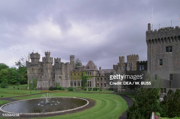 The neo-Gothic Ashford Castle, County Galway, Ireland, 19th century.
